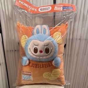 Labubu Monsters Plush Pillow - Orange and Blue, NEW